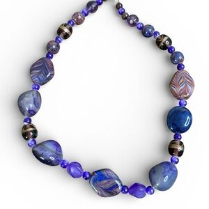 Old Venetian Bead Chunky Necklace Purple As Is
